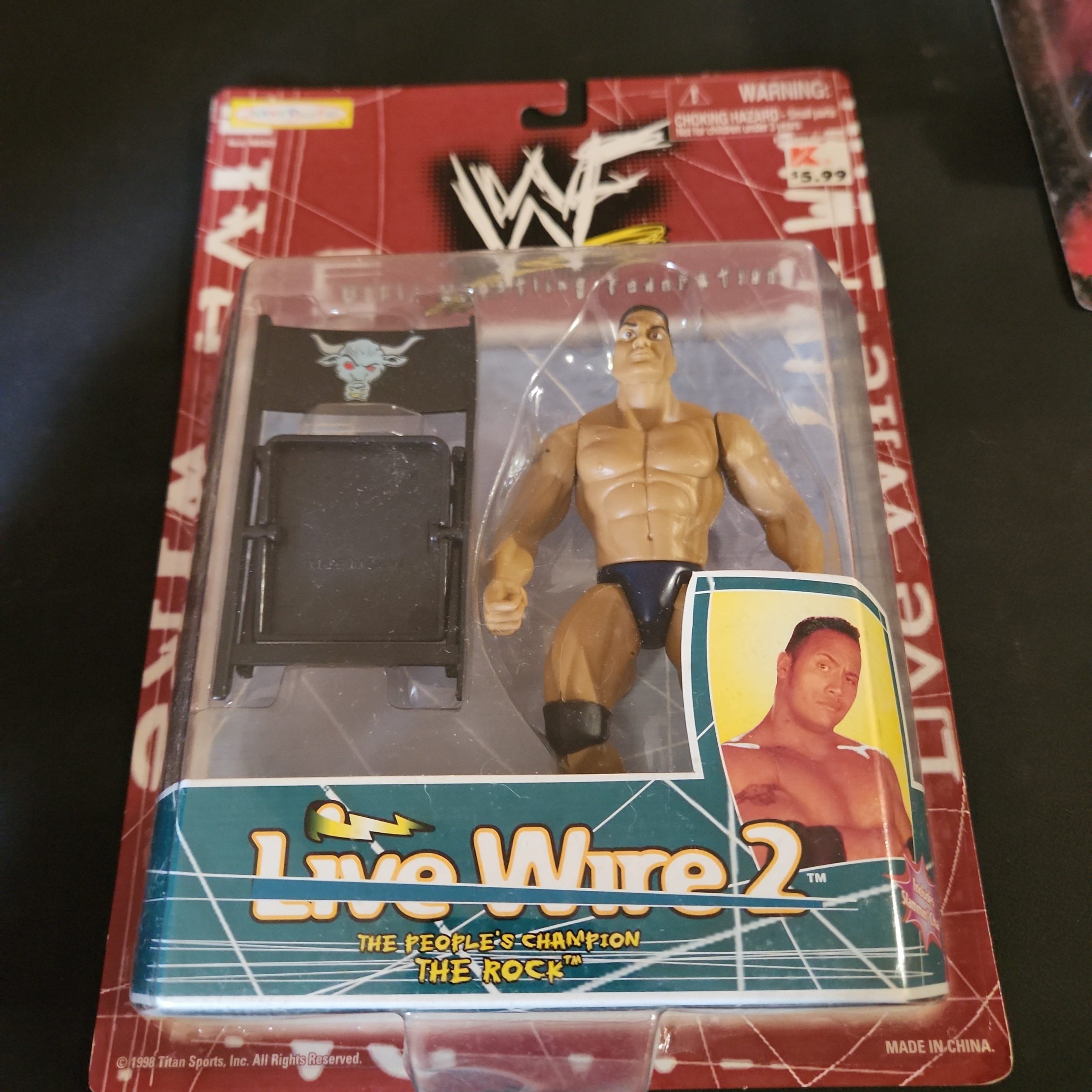 NIP MOC – WWF The Rock Live Wire 2 1998 Wrestling 6″ Figure JAKKS Pacific WWE Kmart