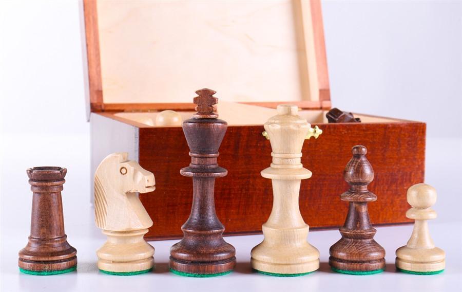 3″ Standard Staunton Chess Pieces #4 in Dark Wood Box