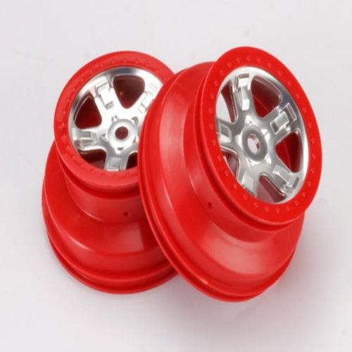 Traxxas 5972A Red Satin Chrome Wheels Beadlock Slayer