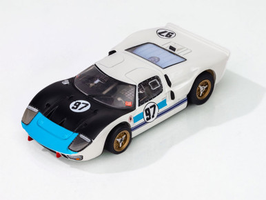 AFX Ford GT40 MKII 1966 Daytona #97 White/Black/Blue Mega G+ HO Slot Car