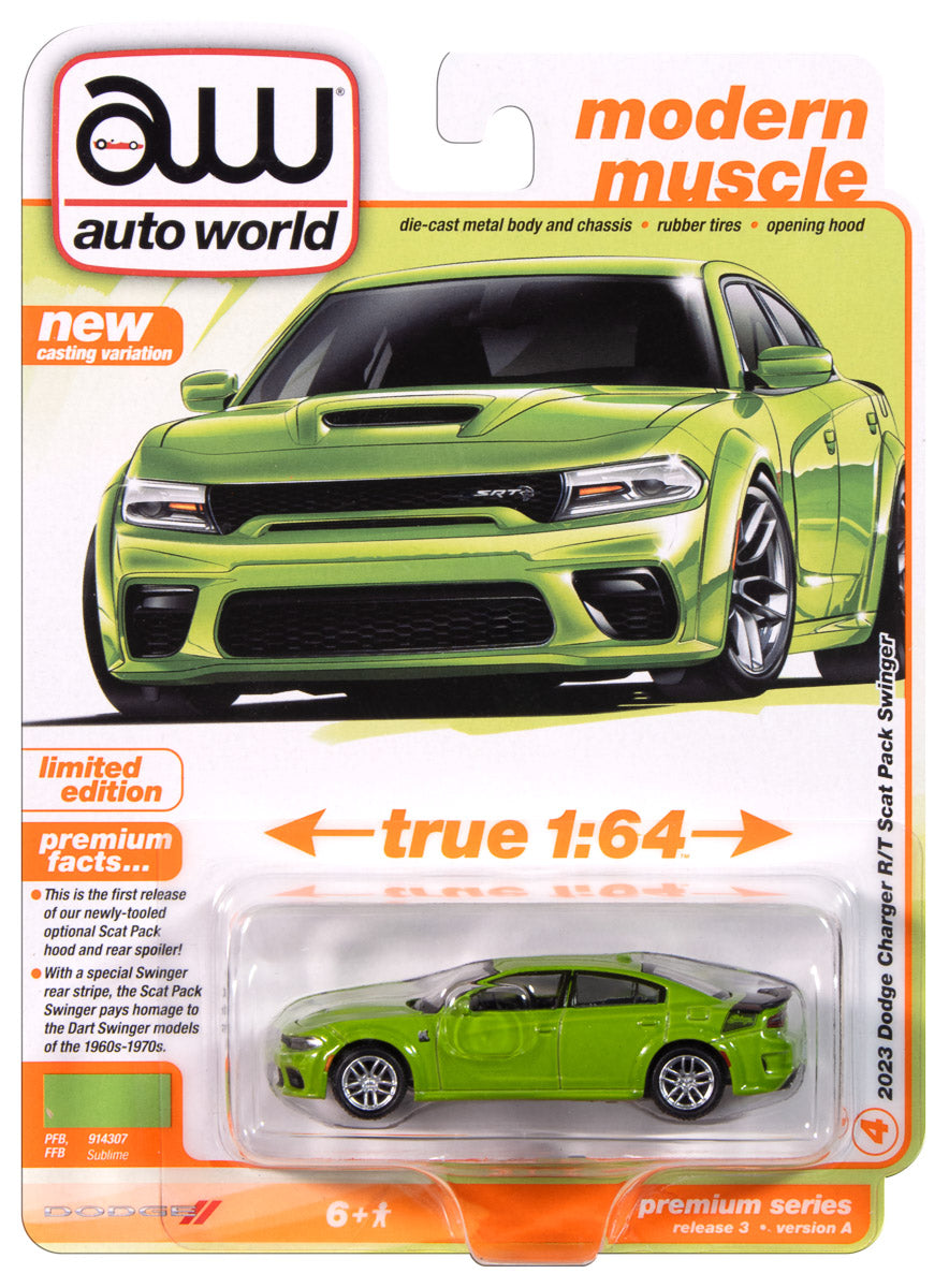 Auto World 2023 Dodge Charger Swinger R/T Scat Pack (Sublime) 1:64 Diecast (DUE MARCH 2025)