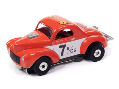 Auto World 1941 Willys Coupe Gasser (Red w/Race Graphics) Thunderjet HO Slot Car