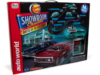 Auto World Showroom Shootout Battle of the Dealerships 14-Foot HO Slot Car Set