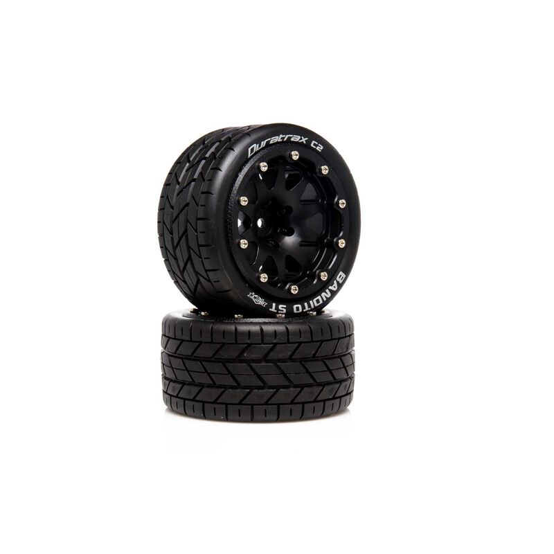 Duratrax Bandito ST Belted 2.8″ 2WD Mounted Rear Tires, .5 Offset, Black (2)