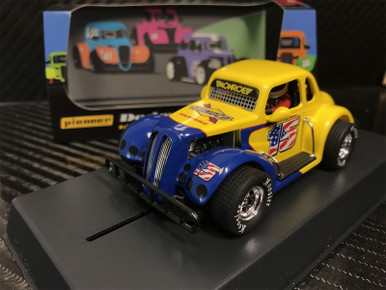 Pioneer 1937 Dodge Coupe Legends (Yellow/Blue) ‘Sunoco’ #15 1/32 Slot Car