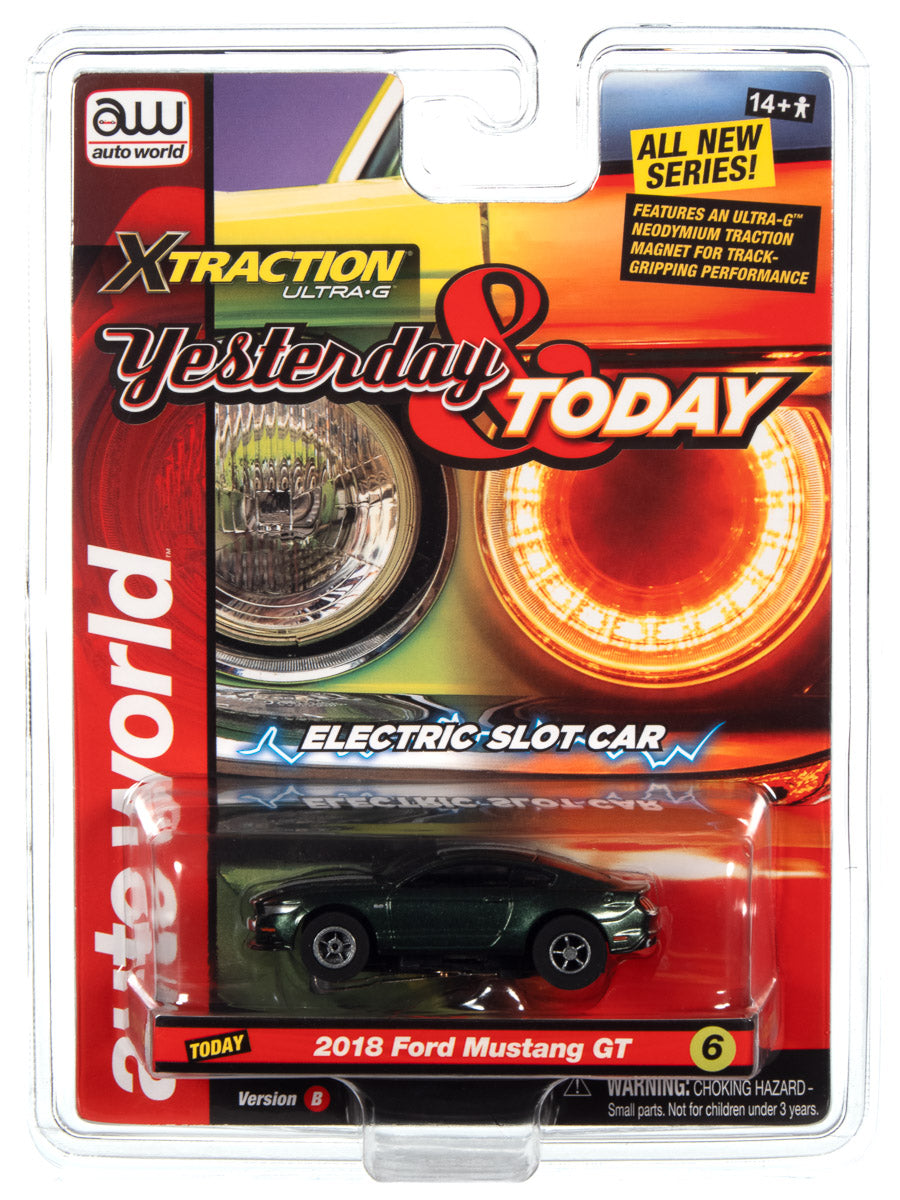 Auto World Xtraction 2018 Mustang GT (Highland Green) HO Scale Slot Car