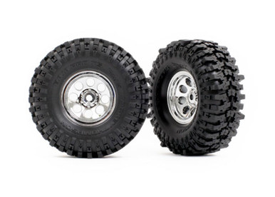 Traxxas Chrome 1.0″ Wheels Mickey Thompson Baja Pro Xs 2.4×1.0″ Tires (2)