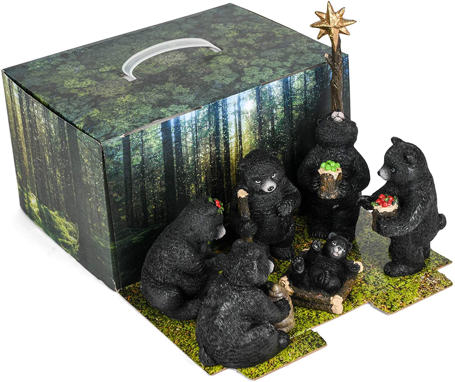 6 Piece 9.5 Inch Black Bear Nativity Set