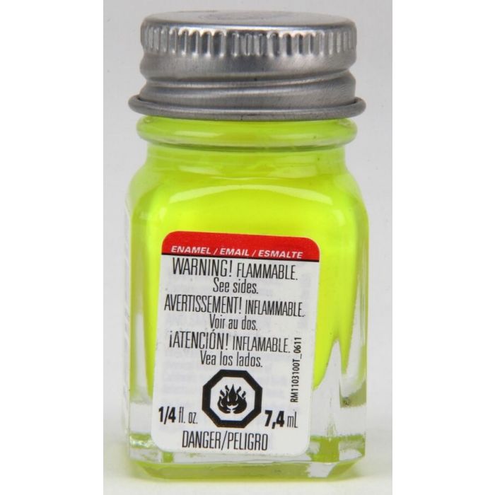 Testors 1/4 oz Fluorescent Yellow Enamel Model Paint