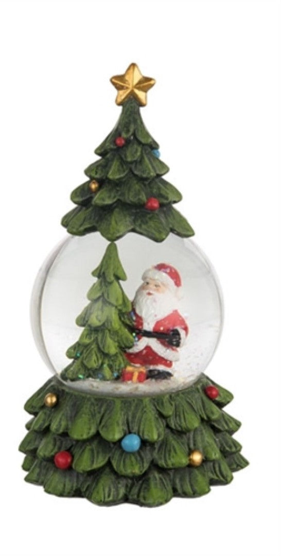 Glass Christmas Tree Snow Globe – Santa