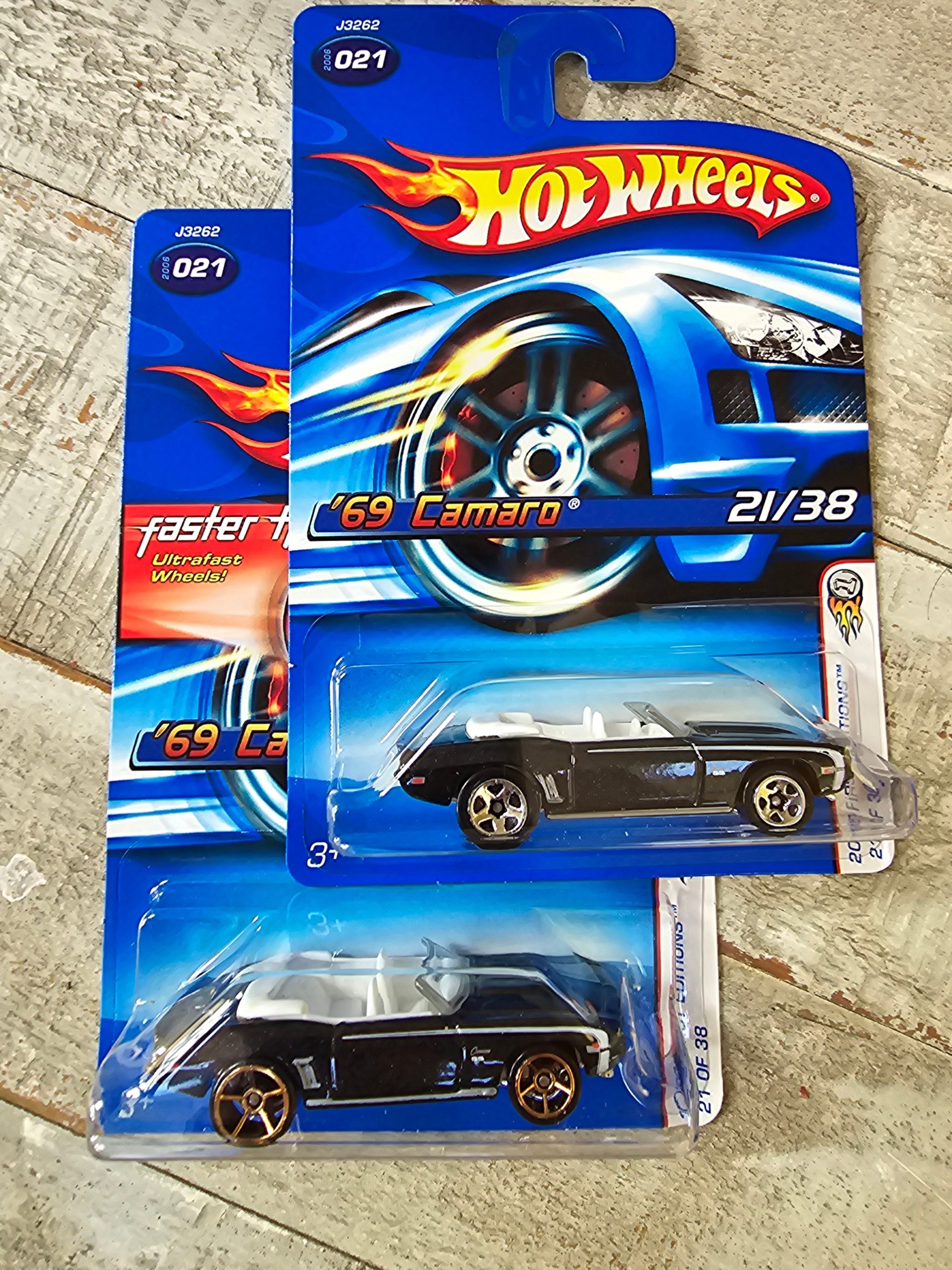 2006 Hot Wheels #21 First Editions 21/38 ’69 CAMARO Black Variant w/ 2 wheel varients Mainline