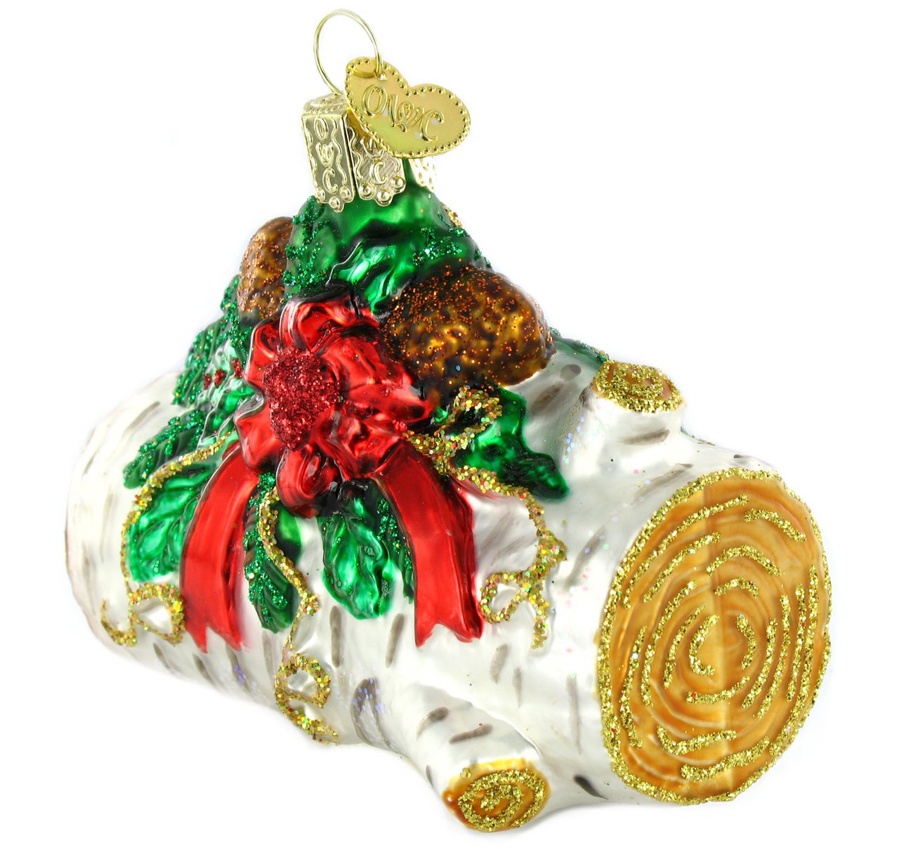 Yule Log Glass Ornament