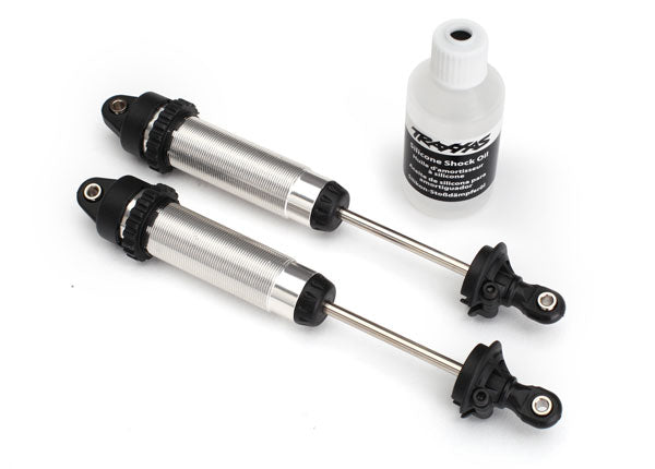 Rear Aluminum GTR Shocks, 139mm, Threaded, Silver