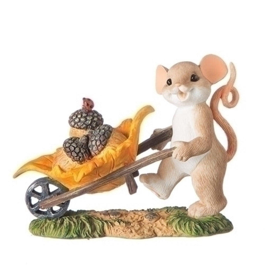 Charming Tails Mouse with a Wheelbarrow