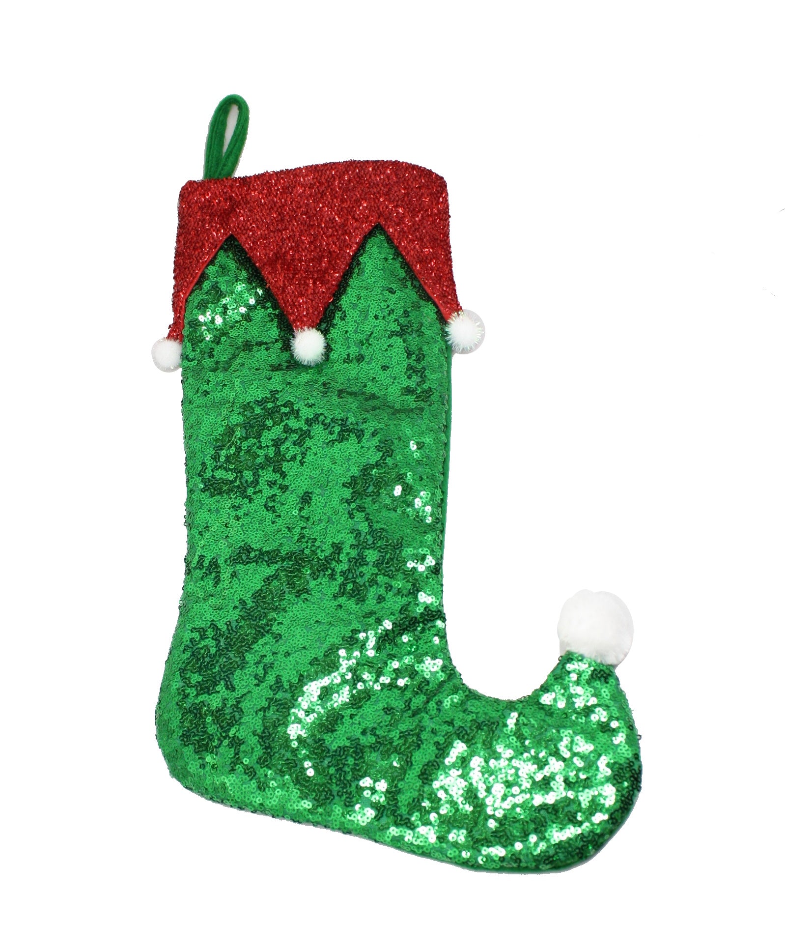 Sequin Jester Stocking – Green