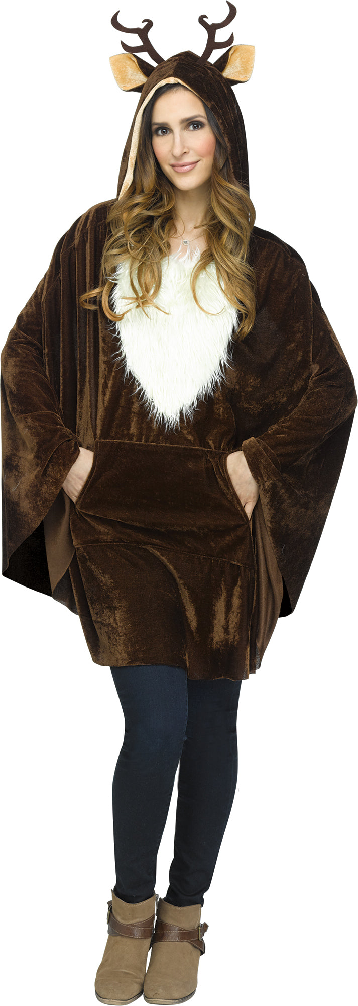 Hollyday Plush Poncho – Hooded Reindeer